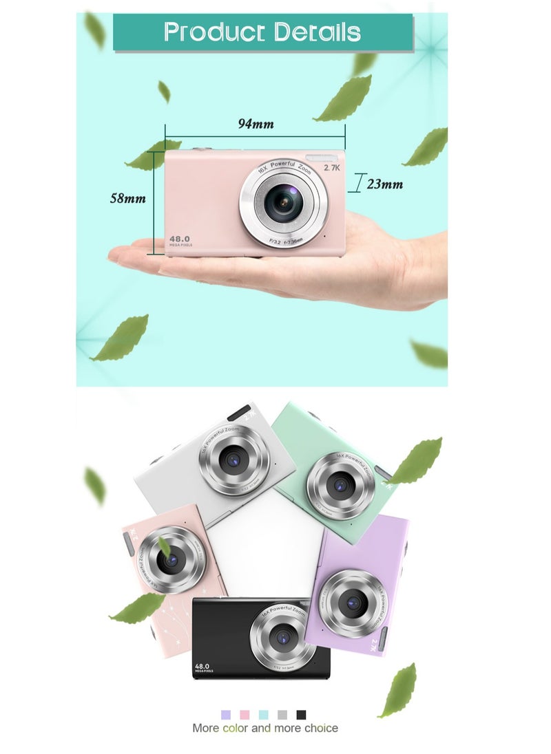 GULFLINK Kids Digital Camera 1080P 48MP Digital Cameras for Photography, Digital Point and Shoot Camera for Kids(Pink)  - Image 5