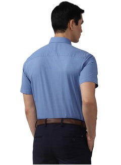 Peter England Peter England Men's Slim Fit Shirt (PESHMSLB033450_Blue 44)  - Image 3