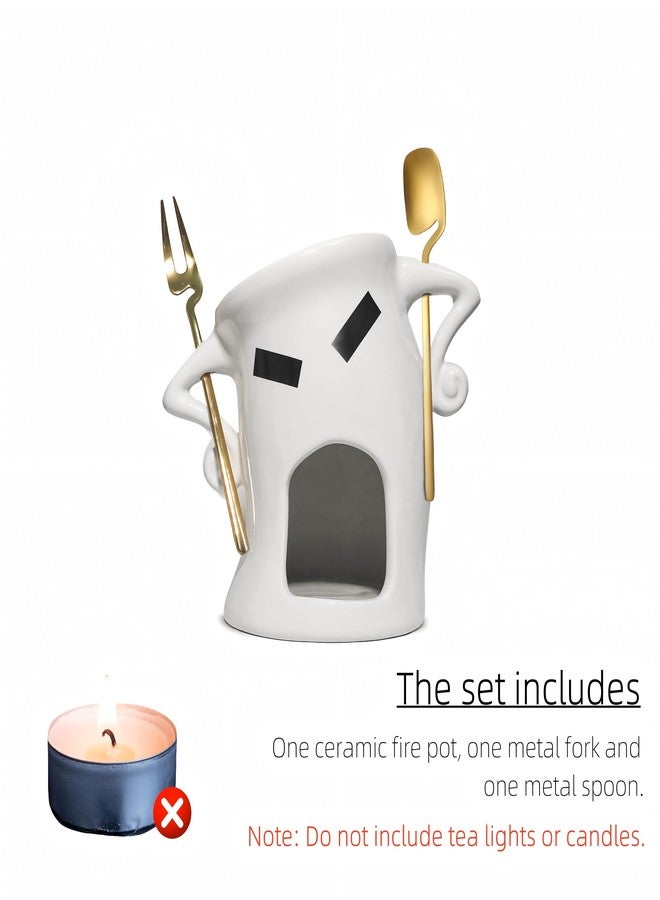 Antetek Chocolate Fondue Mug With Attitude, Cheese, Candy Mini Ceramic Fondue Mugs Gift Set with 1 Forks & 1 Scoop - Sweet Fondue Cup Set for Gifts Parties Cozy Nights - Image 5