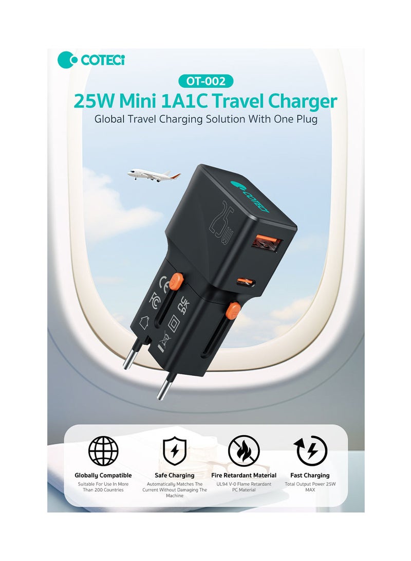 Coteetci 25W Mini 1A1C travel charger - Image 2