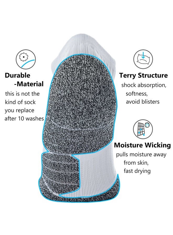 CWVLC Unisex Cushioned Compression Athletic Ankle Socks Multipack, 6-pairs White, L - Image 4