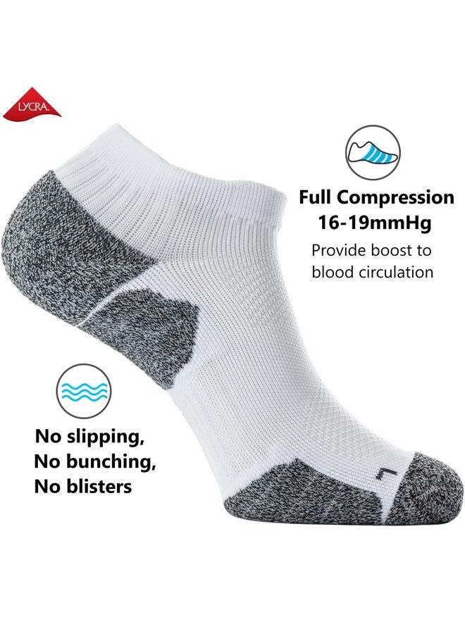 CWVLC Unisex Cushioned Compression Athletic Ankle Socks Multipack, 6-pairs White, L - Image 3