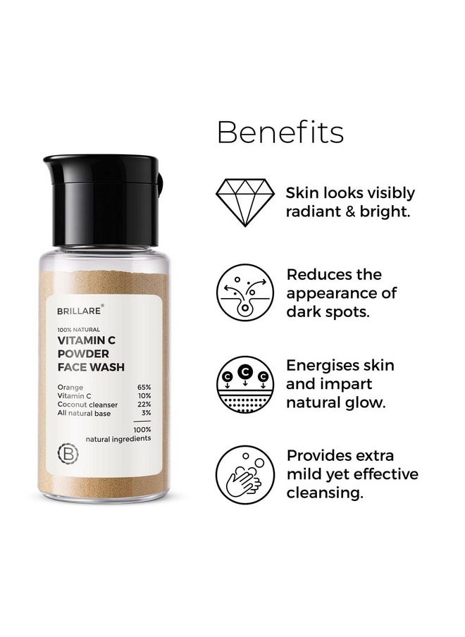 BRILLARE Vitamin C Face Wash For Pigmentation & Dark Spots, Coconut & Orange Face Wash For Skin Brightening, 100% Natural Powder Facewash, 15G  - Image 3
