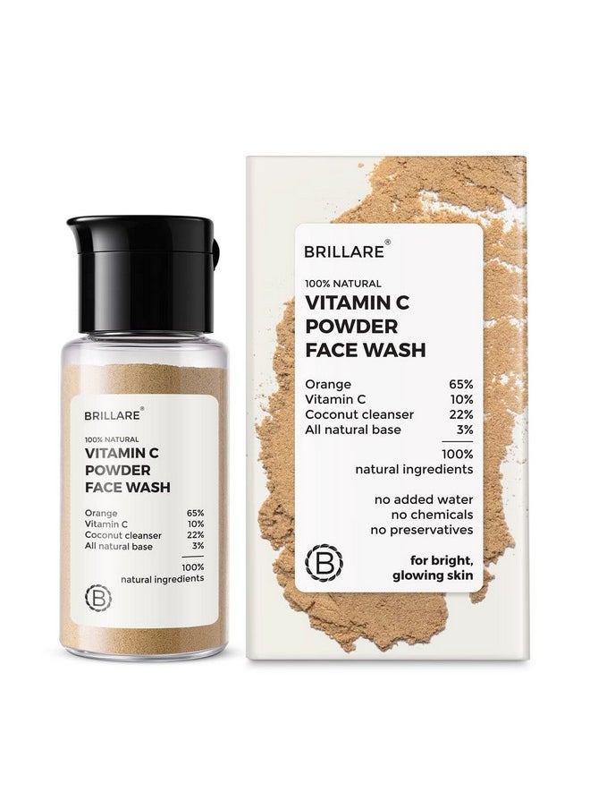 BRILLARE Vitamin C Face Wash For Pigmentation & Dark Spots, Coconut & Orange Face Wash For Skin Brightening, 100% Natural Powder Facewash, 15G  - Image 1