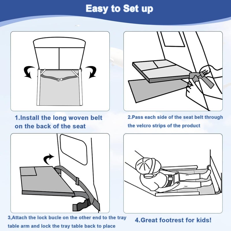 Elfzone Toddler Airplane Bed  Toddler Airplane Seat Extender Toddler Travel Essentials Portable Kids Plane Footrest Airplane Bed for ToddlerAirplane Extender for Kids - Image 3