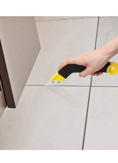 Grout Remover Knife Tile Grout Saw Angled Grout Scraping Rake Tool with 3 Pieces Extra Blades Replacement for Tile Cleaning Grout Remover Knife