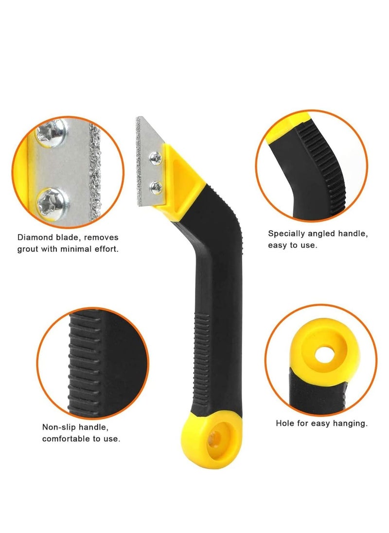Generic - Grout Remover Knife Tile Grout Saw Angled Grout Scraping Rake Tool with 3 Pieces Extra Blades Replacement for Tile Cleaning Grout Remover Knife - Image 1