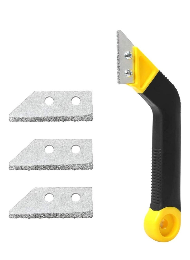 Generic - Grout Remover Knife Tile Grout Saw Angled Grout Scraping Rake Tool with 3 Pieces Extra Blades Replacement for Tile Cleaning Grout Remover Knife - Image 1