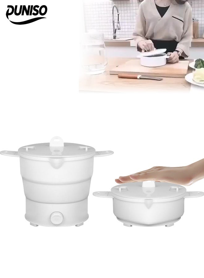 DUNISO Foldable Electric Pot，Foldable Electric Cooker，Electric Travel Pot ，Save Space，Easy to Clean，for Camping Travel Office Hotel Dorm，White - Image 1