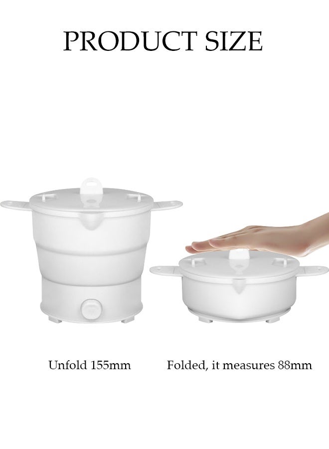 DUNISO Foldable Electric Pot，Foldable Electric Cooker，Electric Travel Pot ，Save Space，Easy to Clean，for Camping Travel Office Hotel Dorm，White - Image 2