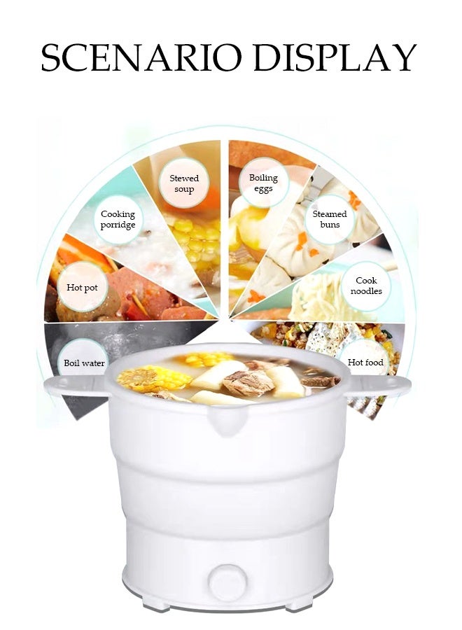 DUNISO Foldable Electric Pot，Foldable Electric Cooker，Electric Travel Pot ，Save Space，Easy to Clean，for Camping Travel Office Hotel Dorm，White - Image 5