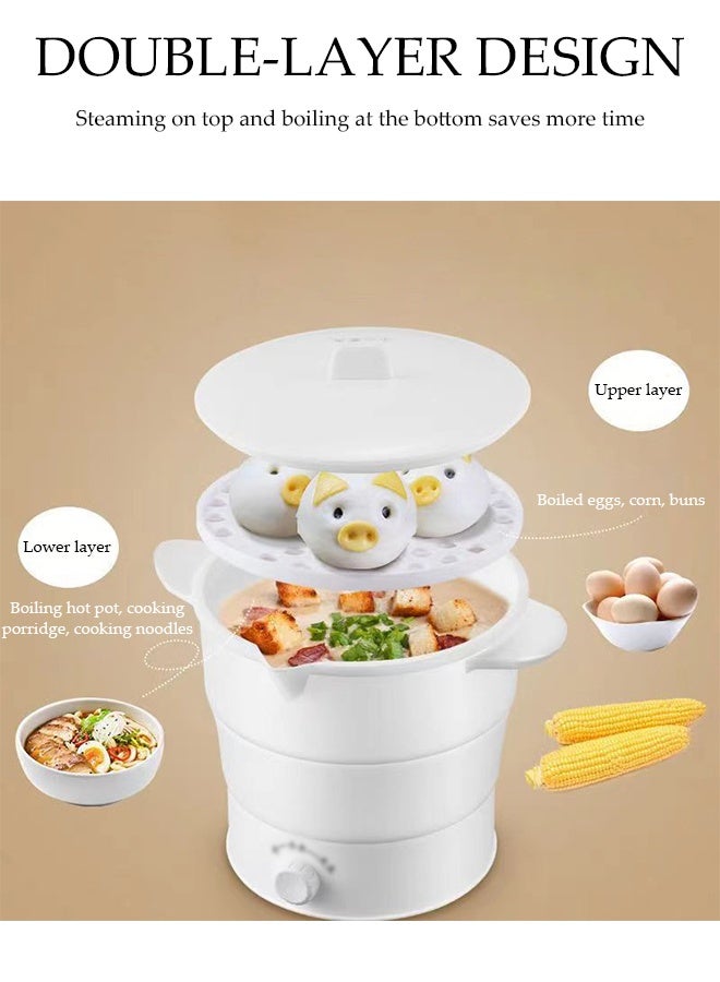 DUNISO Foldable Electric Pot，Foldable Electric Cooker，Electric Travel Pot ，Save Space，Easy to Clean，for Camping Travel Office Hotel Dorm，White - Image 3