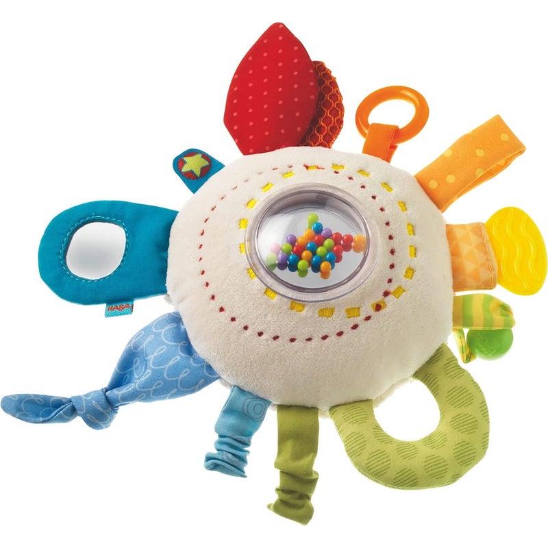 HABA Teether Cuddly Rainbow Round - Soft Activity Toy with Rattling & Teething Elements,Multicolored - Image 1