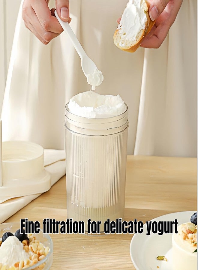 FindXeink 0.95 Quart（900ML）Portable Yogurt Strainer Cup, Compact Greek Yogurt Filter with Whey Separator for Cheese & Soy Milk, Leak-Proof & Easy to Carry Yogurt Maker (White) - Image 5