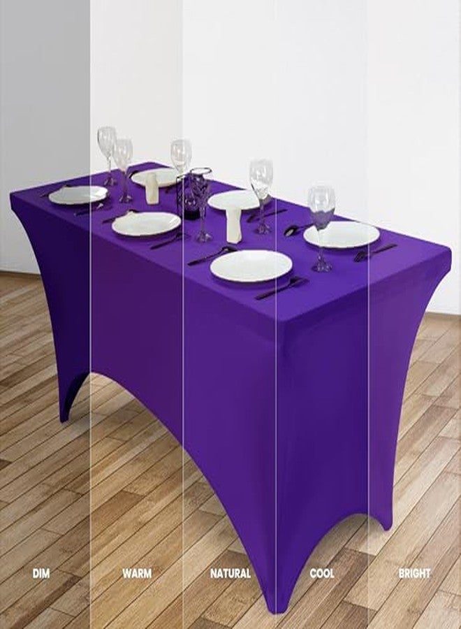 Utopia Kitchen 6FT Spandex Tablecloth [1 Pack, Purple] 200 GSM Stretch, Fitted, Washable and Wrinkle Resistant Table Cloth Rectangle Cover for Trade Shows, Wedding, Parties [72Lx30Wx30H Inch] - Image 4