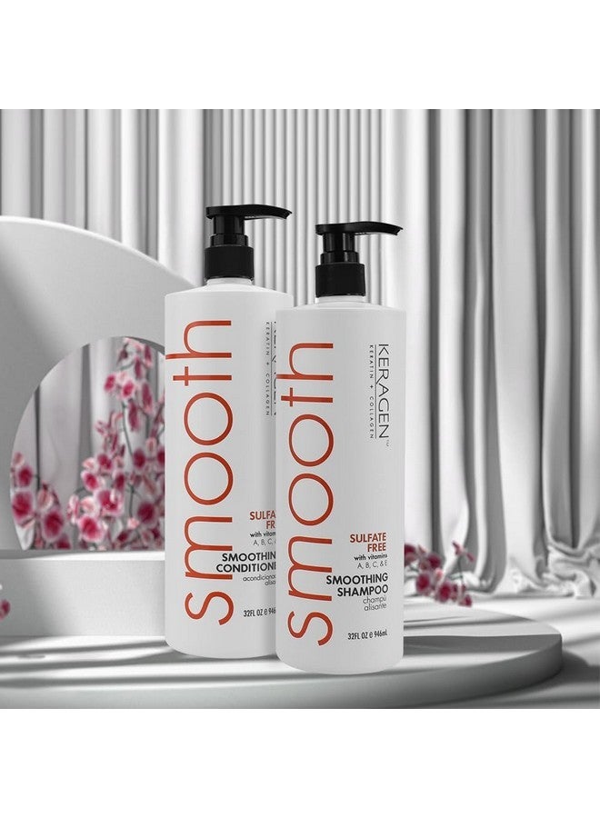 Keragen - Smoothing Shampoo and Conditioner with Keratin and Collagen for All Hair Types, Sulfate Free, 32 Oz - Moisturizes, Strengthens, Protects Color and Repair - Panthenol - Image 2