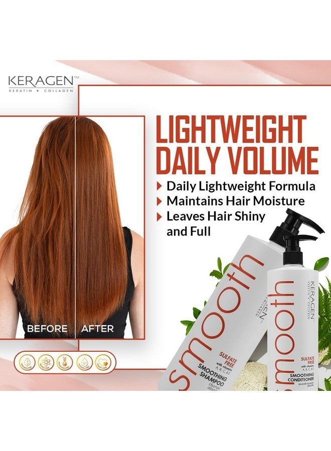 Keragen - Smoothing Shampoo and Conditioner with Keratin and Collagen for All Hair Types, Sulfate Free, 32 Oz - Moisturizes, Strengthens, Protects Color and Repair - Panthenol - Image 5