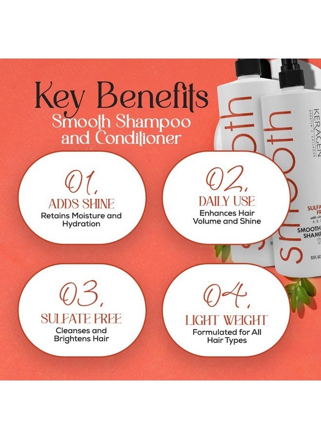 Keragen - Smoothing Shampoo and Conditioner with Keratin and Collagen for All Hair Types, Sulfate Free, 32 Oz - Moisturizes, Strengthens, Protects Color and Repair - Panthenol - Image 4