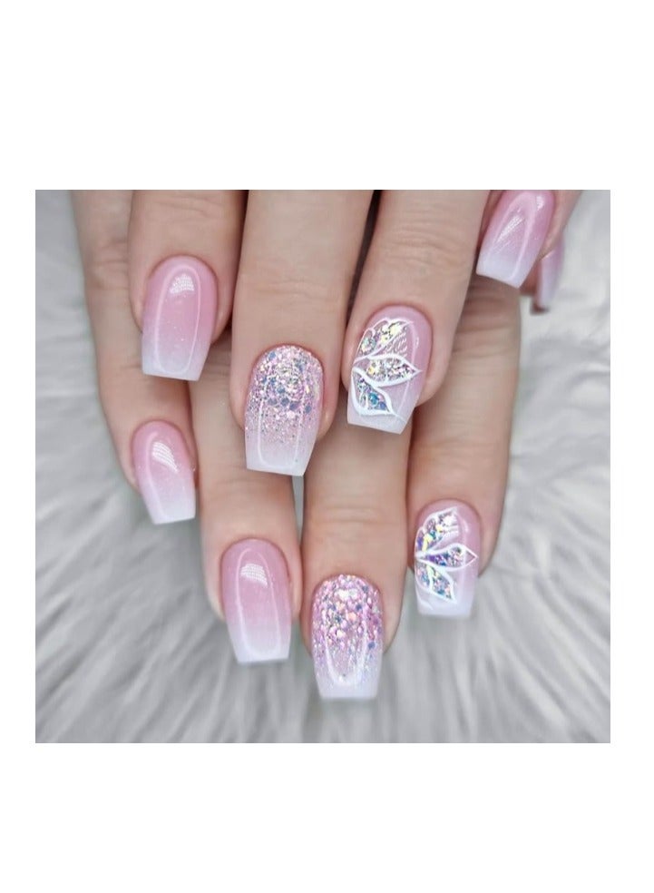 OASIS-TH 24 Piece Press On Nail,Fashionable And Elegant,Manicure Wearable Fake Nail Stickers Removable Finished Nail Accessories,Fake Acrylic Nails With Kit. - Image 1