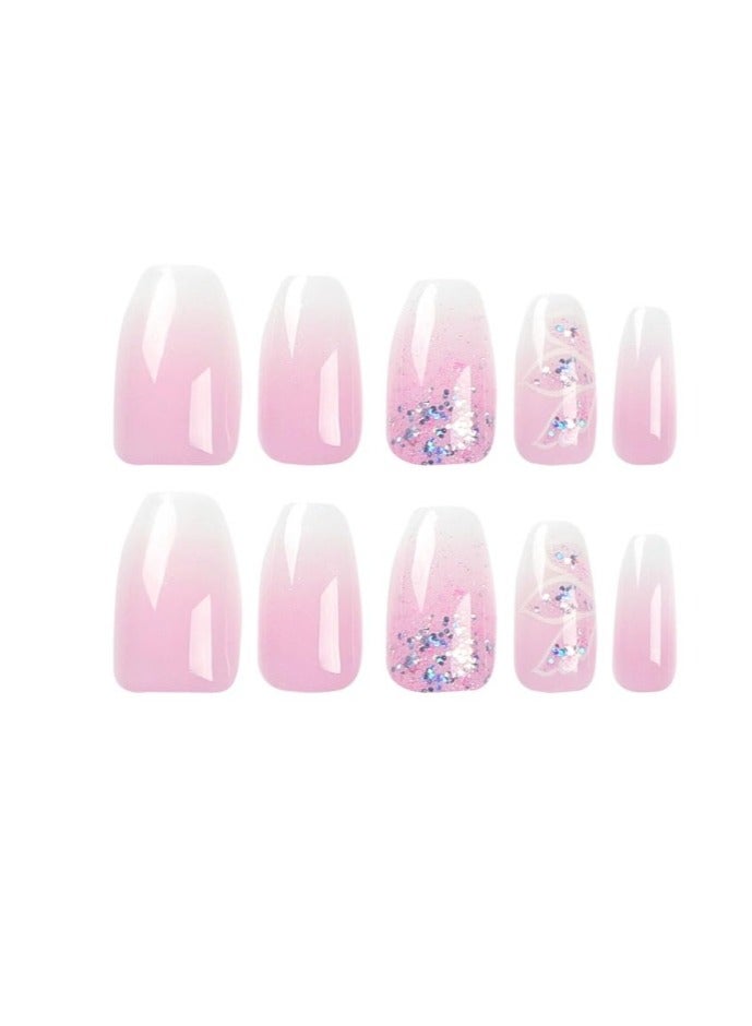 OASIS-TH 24 Piece Press On Nail,Fashionable And Elegant,Manicure Wearable Fake Nail Stickers Removable Finished Nail Accessories,Fake Acrylic Nails With Kit. - Image 3