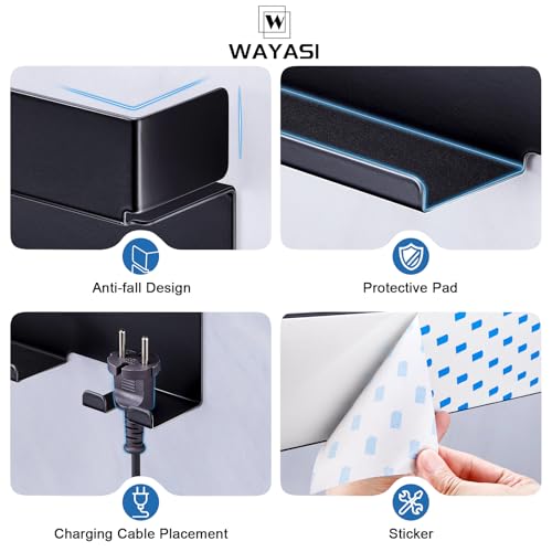WAYASI Blow Dryer Holder Wall Mounted Hair Straightener Holder Blow Dryer and Curling Iron Holder for 7 in 1 Styler Attachments Hair Dryer Holder Bathroom Hair Tools Organizer Black - Image 3