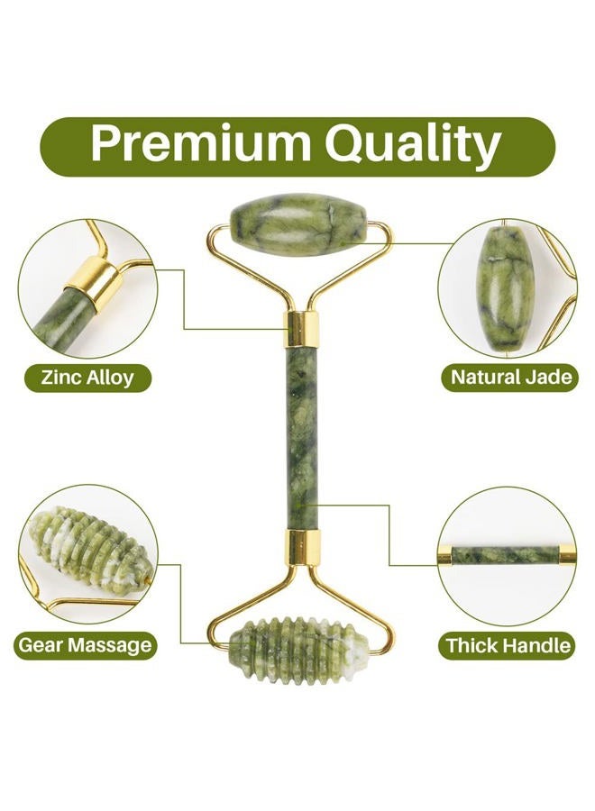 shenghang Emerald Facial Roller Massager Anti-wrinkle and relieve edema, facial ridged roller natural Xiuyan jade rejuvenates the skin - Image 4