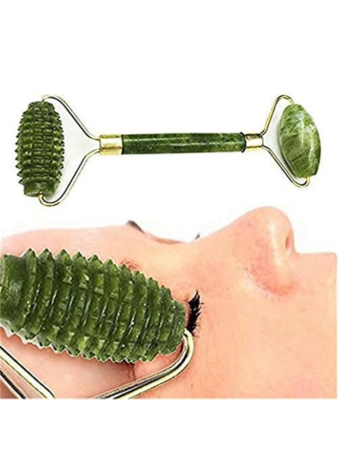 shenghang Emerald Facial Roller Massager Anti-wrinkle and relieve edema, facial ridged roller natural Xiuyan jade rejuvenates the skin - Image 1