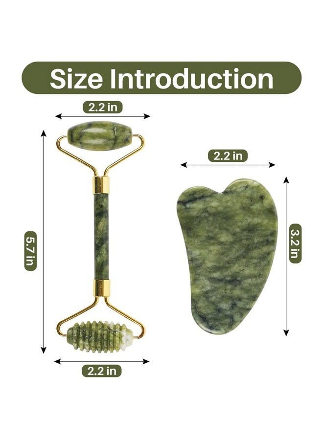 shenghang Emerald Facial Roller Massager Anti-wrinkle and relieve edema, facial ridged roller natural Xiuyan jade rejuvenates the skin - Image 5