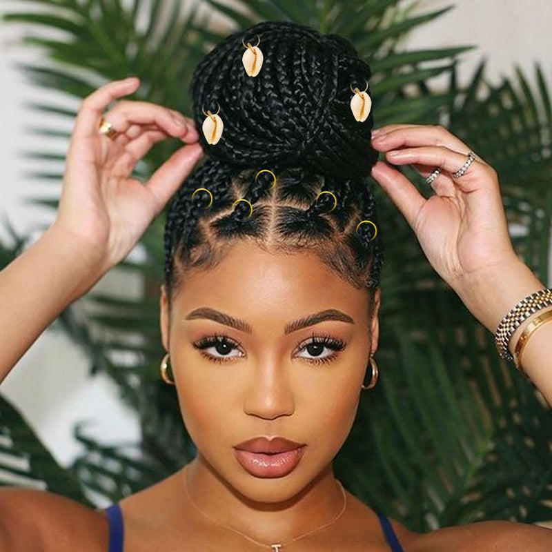 Jelyne 133 PCS Hair Jewelry for Braids Locs Dreadlock Accessories Hair Decoration Hair Coils Rings Dreadlocks Hair Cuffs Shells Imitation Wood-Like Hair Tube Beads for Women Gorls - Image 5