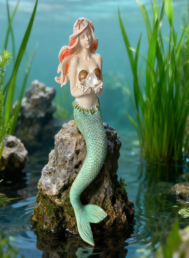 Teaeeno Unique Mermaid Fish Tank Decorations, Mermaid Statue House Ornament Kit, Aquarium Decor, Charming Mermaid Decor Statue, Resin Aquarium Décor Thematic Ornaments (Green) - Image 2