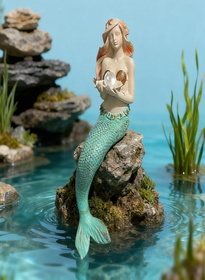 Teaeeno Unique Mermaid Fish Tank Decorations, Mermaid Statue House Ornament Kit, Aquarium Decor, Charming Mermaid Decor Statue, Resin Aquarium Décor Thematic Ornaments (Green) - Image 1