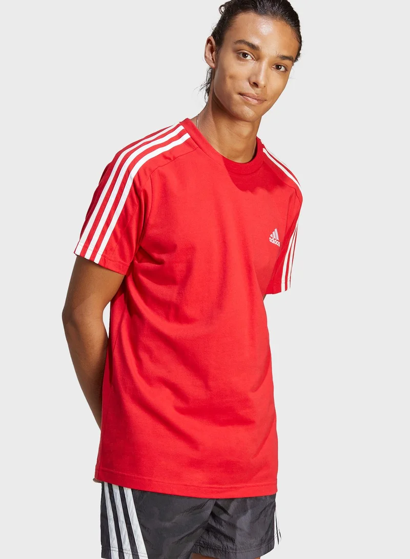 Adidas 3 Stripe Essential Single Jersey T-Shirt