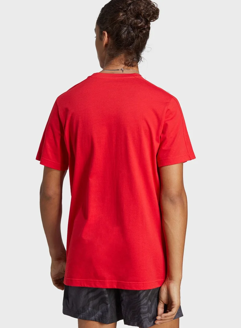 Adidas 3 Stripe Essential Single Jersey T-Shirt