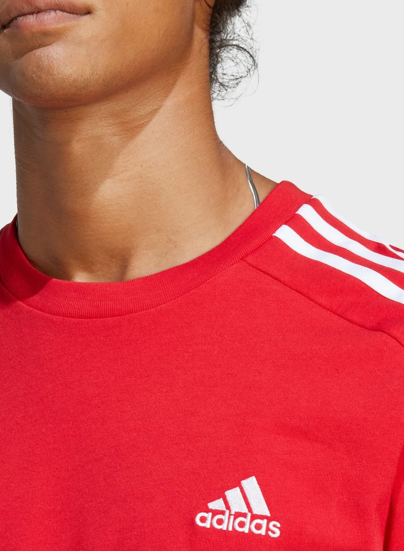 Adidas 3 Stripe Essential Single Jersey T-Shirt