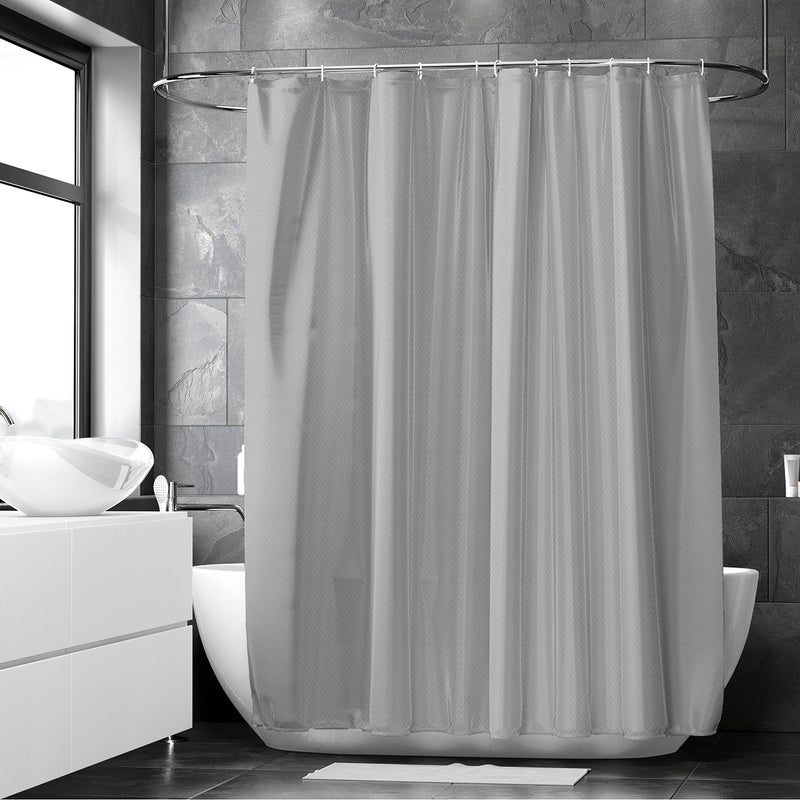 Encasa XO Polyester Shower Curtain Waterproof | Zz Light Grey Bathroom Curtains For Women & Men With 10 Hooks | Easy Installation | Quick-Drying Curtains | (183X213 Cm, Solid, Opaque) - Image 1