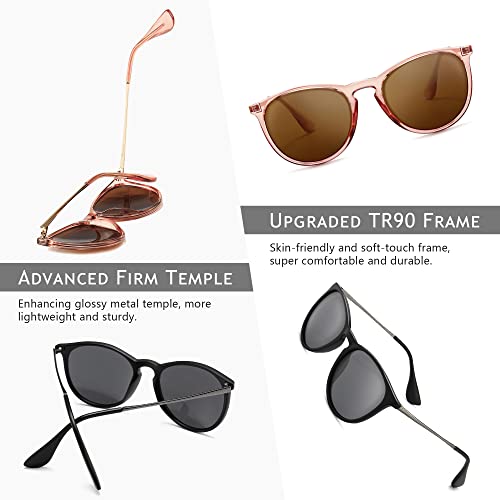 SUNGAIT 2 Pairs Premium Vintage Round Sunglasses for Women Men Classic Retro Trendy Style - Image 4