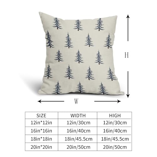 Sivirary Christmas Pillow Covers 18x18 Inch Set of 2 Xmas Tree Blue Cream Decorative Throw Pillowcases Outdoor Winter Farmhouse Holiday Cushion Cases Decor for Sofa Couch Bed - Image 5