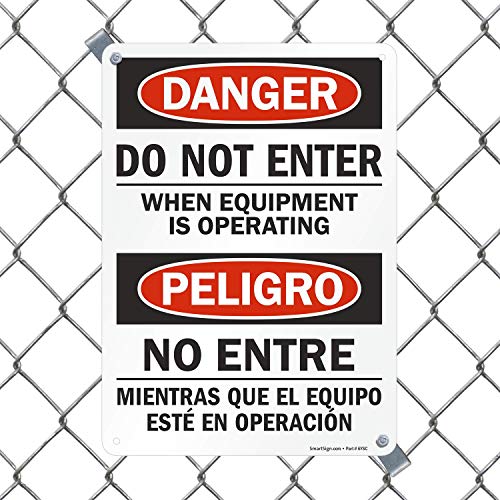 SmartSign "Danger - Do Not Enter When Equipment is Operating" Bilingual Label | 10" x 14" Laminated Vinyl - Image 3