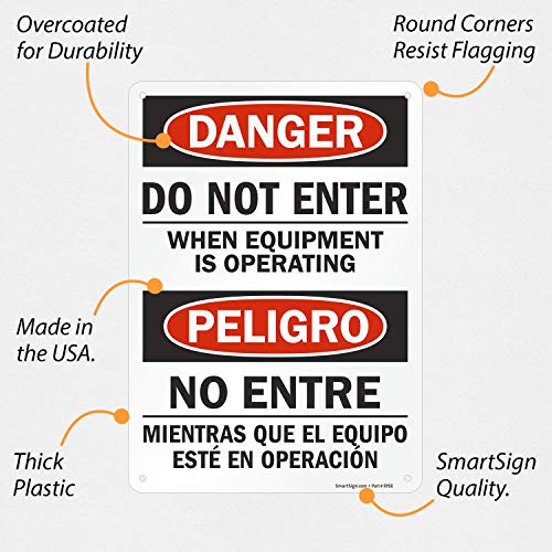 SmartSign "Danger - Do Not Enter When Equipment is Operating" Bilingual Label | 10" x 14" Laminated Vinyl - Image 2