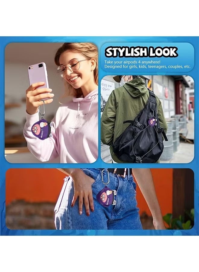 Cute Funny Case for AirPods 4 (2024), 3D Cartoon AirPods 4 Case Cute Cartoon Characters Design Silicone Cover Compatible with AirPods 4th Generation Case Accessories - Image 4