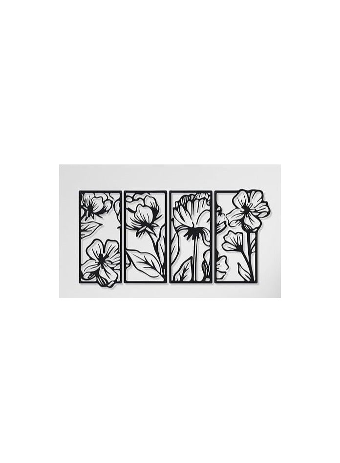 Generic Gifticious 4 Pcs Wall Decor Metal Floral Minimalist Line Art, Living Room & Bedroom,  - Image 1