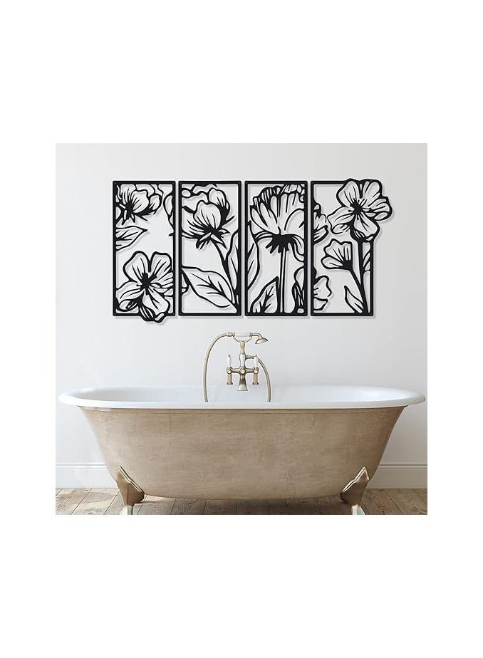 Generic Gifticious 4 Pcs Wall Decor Metal Floral Minimalist Line Art, Living Room & Bedroom,  - Image 2