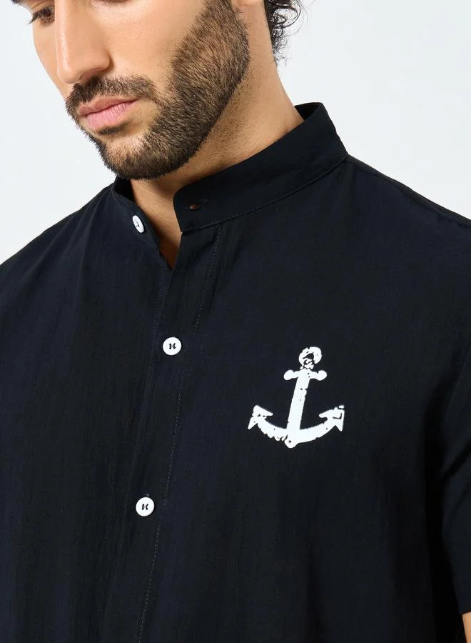 Take Two Take Two Graphic Print Buttoned Short Sleeve Shirt