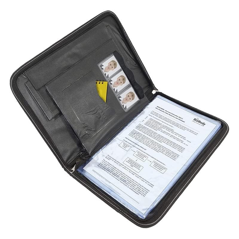 VERAT File Folder/Certificates/Documents Holder/Document Bag/Portfolio/Expanding File/Executive File/Coloured File Folders/Leaf/Leather/Executive Folder/Multipurpose(Black) - Image 3