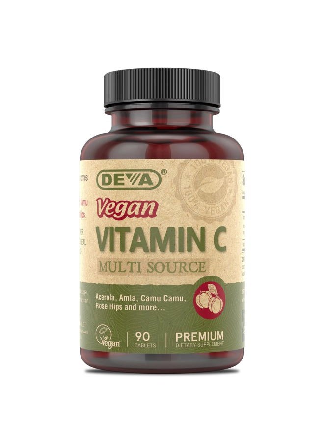 Deva Vegan Vitamins - Vegan Food Based Premium Vitamin C - Multisource - Non-GMO - 90 Tablets - Image 1