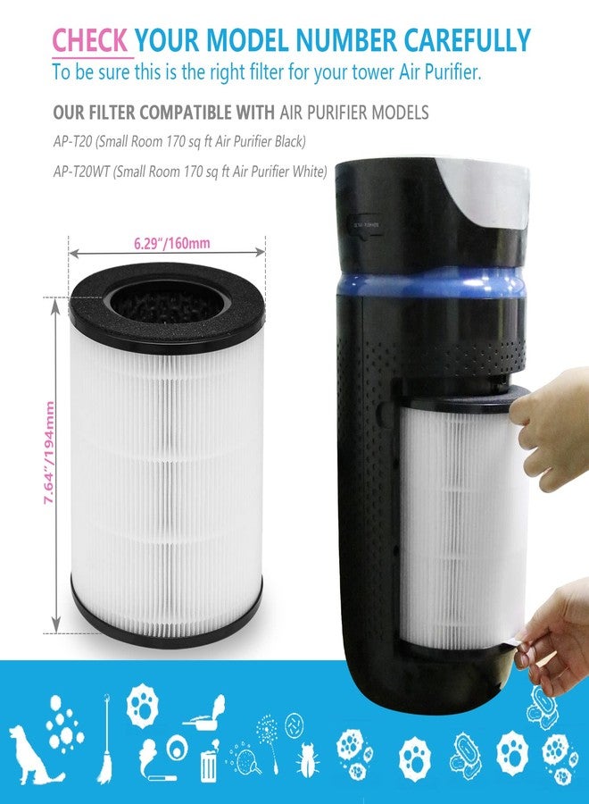 Ulrempart AP-T20 Replacement Filter Compatible with Homedics Air Purifier Model AP-T20, AP-T20WT, Part# AP-T20FL | 2-PACK White - Image 3