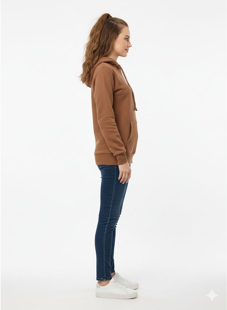 Janina Women’s Brown Cotton Hoodie – Regular Fit, Long Sleeve, Casual Everyday Wear - Image 3