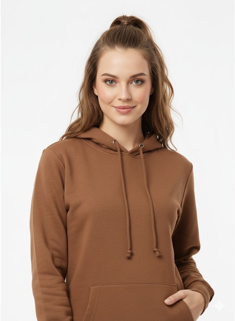 Janina Women’s Brown Cotton Hoodie – Regular Fit, Long Sleeve, Casual Everyday Wear - Image 2