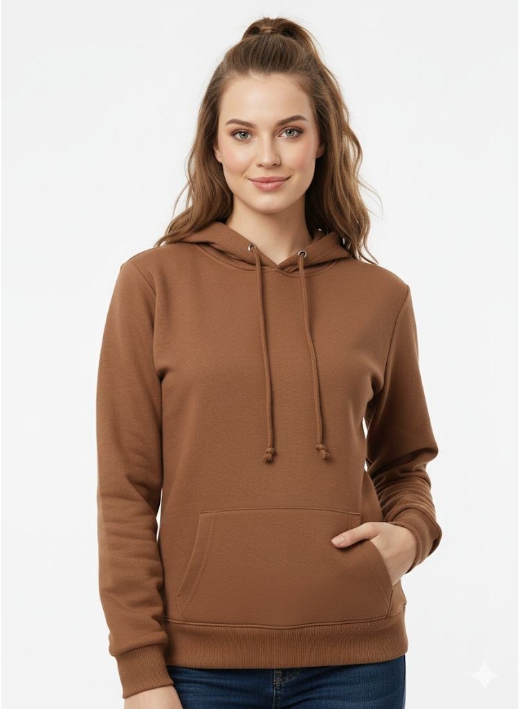 Janina Women’s Brown Cotton Hoodie – Regular Fit, Long Sleeve, Casual Everyday Wear - Image 1
