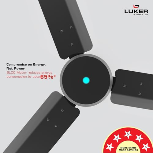 LUKER JVLuker USA Aero Zen 1200mm BLDC Ceiling Fan with IR Remote BEE 5 Star 65% Energy Saving High Air Delivery Low Noise LED Indicator Reverse Mode for Living & Bedroom Black Matt 3 Yrs Warranty - Image 4